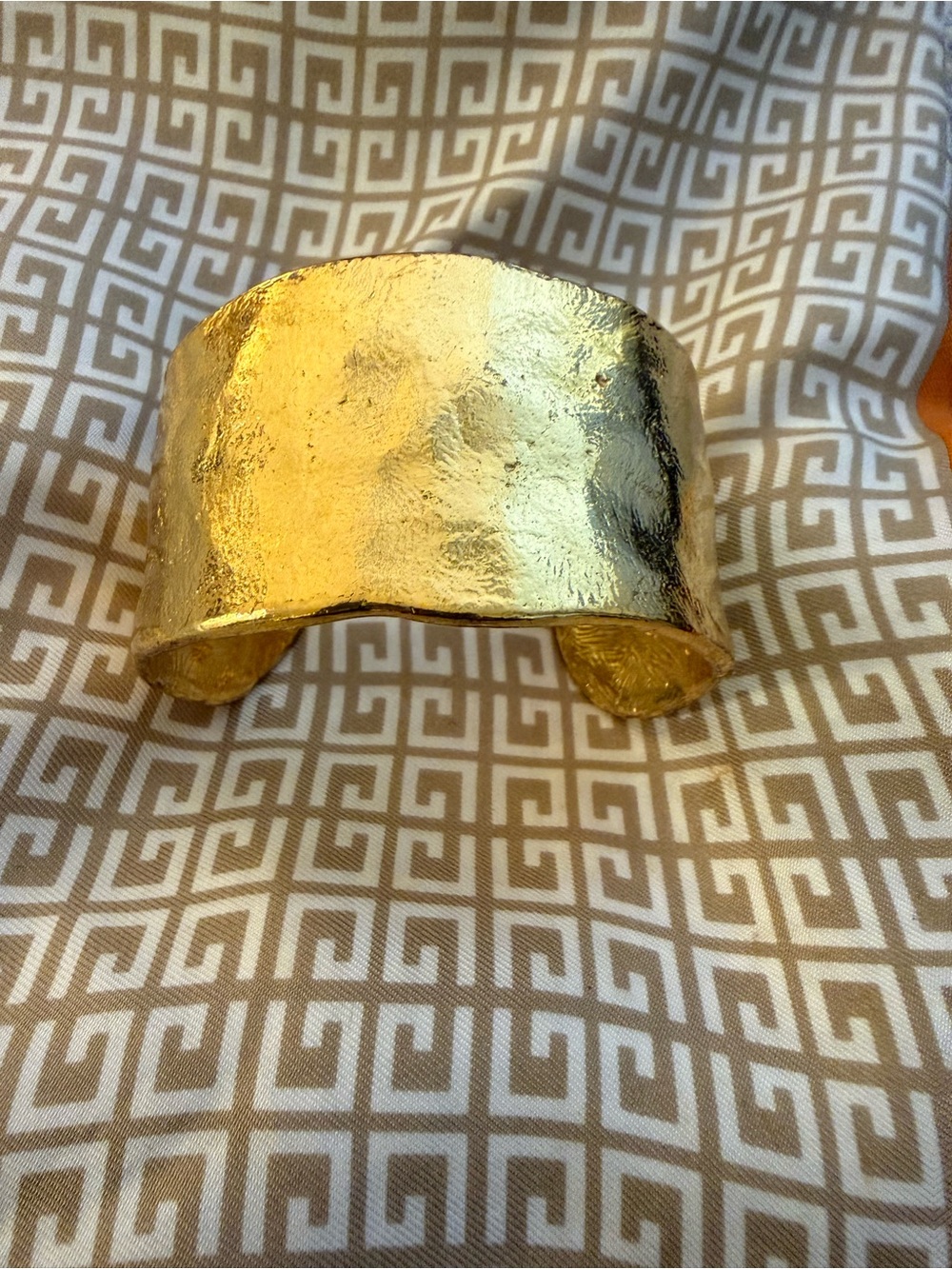 Hammered Open Cuff Bracelet in Gold